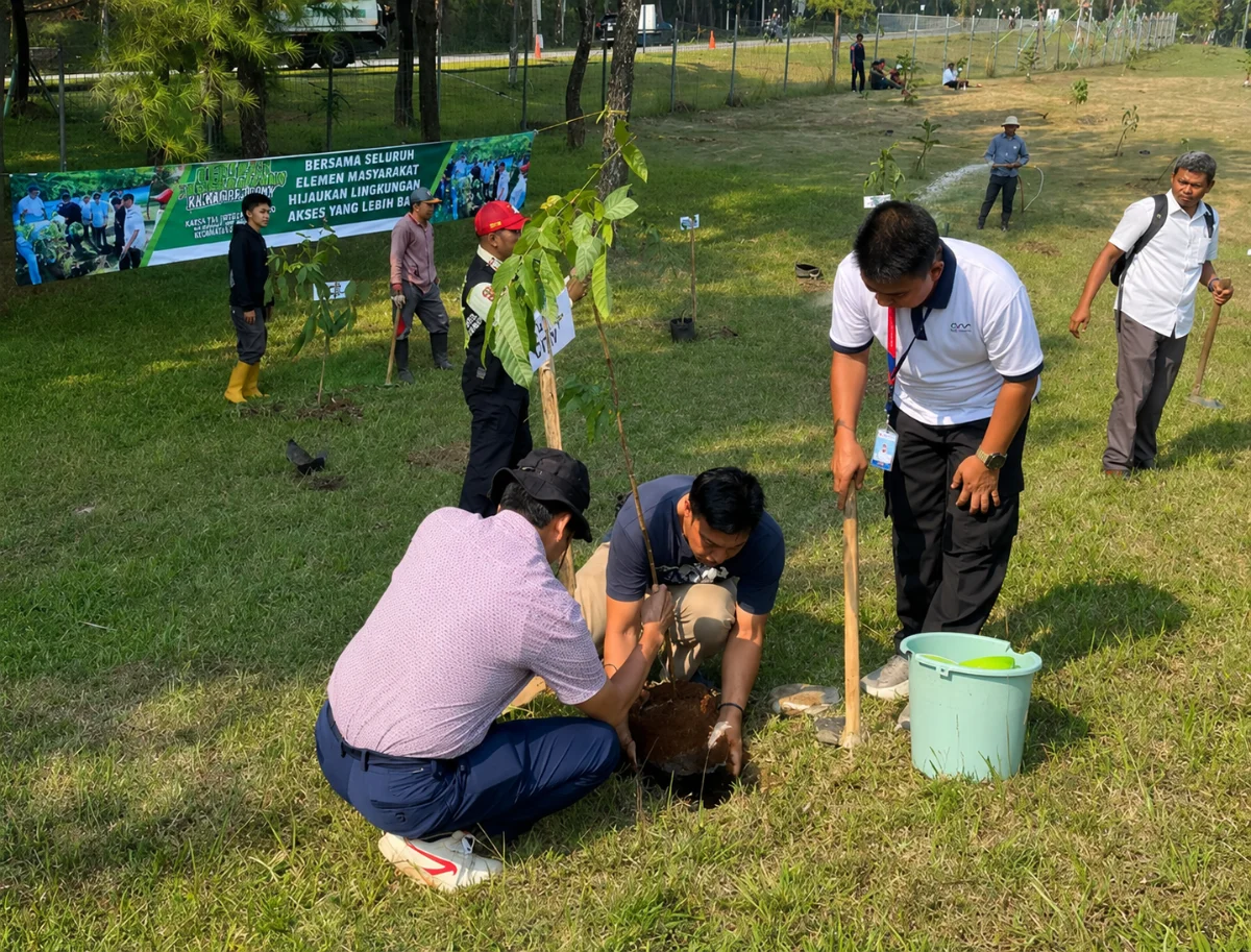 Kolaborasi Sentul City dan KUW dalam penanaman pohon.